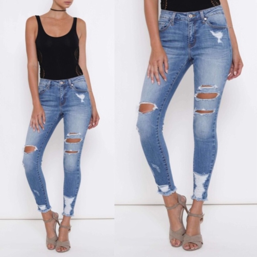 Distressed Denim Skinny Jeans